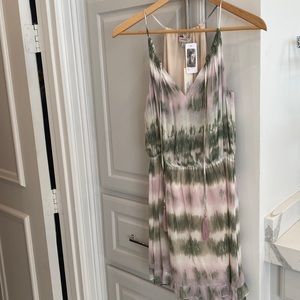 Lightweight dress, cream, violet & green colors